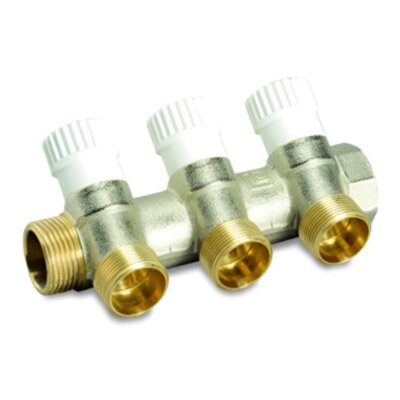 Коллектор распределительный Luxor CP 463 3 отвода ВР-НР 3/4"х1/2" DN 20 PN 10 с регулирующими клапанами