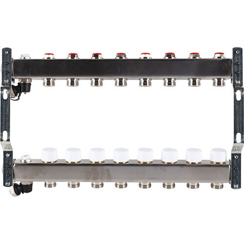 Коллектор ROMMER без расходомеров с клапаном вып. воздуха и сливом 8 выходов