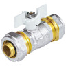 Кран шаровой латунный для МП Aquasfera Standard 1118 DN 20х16 PN 16 покрытие - никель, неполнопроходной компрессионный, ручка-бабочка белая 1118-02 1