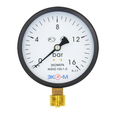 Манометр ЭКОМЕРА МД02 Ду 100 мм Ру 0-16 бар 1/2'' общетехнический (исп.2)