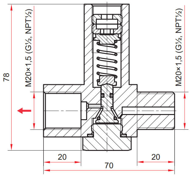 Предохранительный клапан Росма ПК-03 1.6-4 Мпа М20х1.5 УТ-00050805