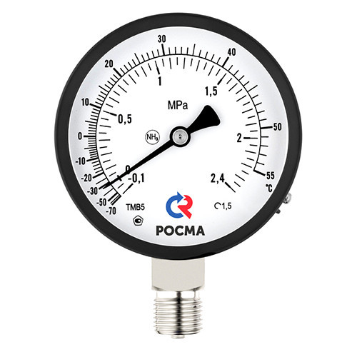 Мановакуумметр РОСМА ТМВ-511Р.00 NH3 (-0,1...0,9 MПa) Дкорп=100мм кл. 1,5 G1/2" аммиачный радиальный 00000036562 1