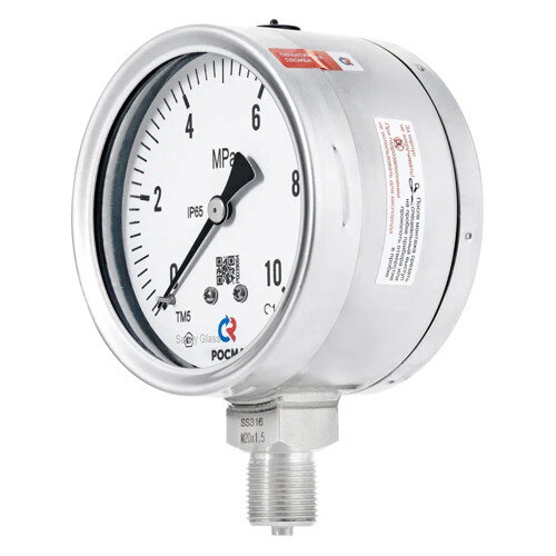 Манометр РОСМА ТМ-521Р.00 Б (0...6 MПa) Дкорп=100мм кл. 1,0 G1/2" коррозионностойкий виброустойчивый радиальный 00000039953