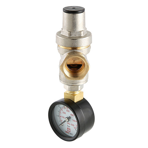 Редуктор давления VALTEC VT.088.N.0555 3/4'' DN 20 PN 16 поршневой, регулируемый, прямого действия, с манометром-индикатором, латунный с никелевым покрытием 3