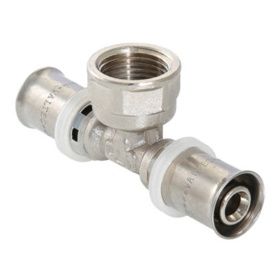 Тройник VALTEC VTm.232 ВР 1/2" DN 16x15x16 PN 10 латунный никелированный