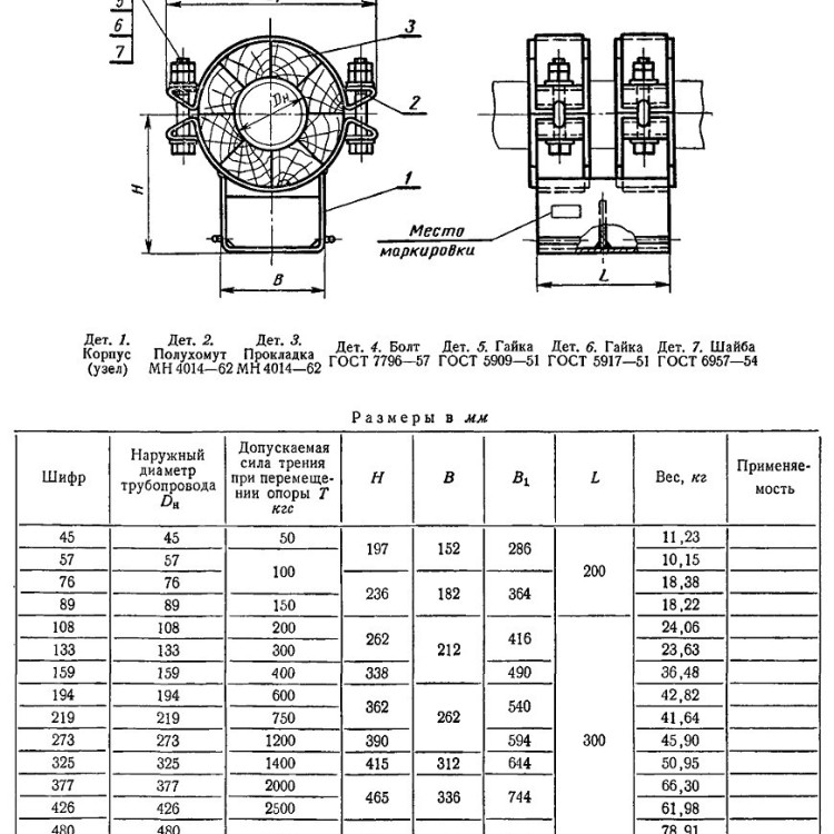 Опора 219 МН 4015-62 хомутовая скользящая удлиненная с хладоагентом 2