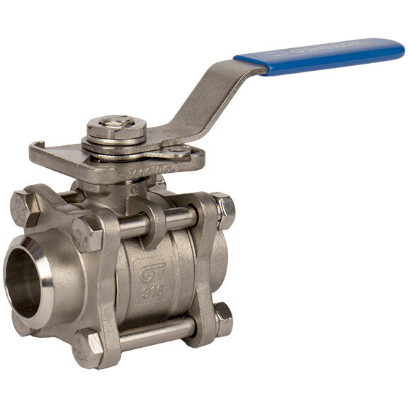 Кран шаровой нержавеющий трехсоставной GENEBRE 2026 Ду10 Ру63 под приварку с ISO-фланцем полнопроходный