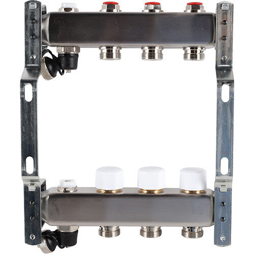 Коллектор ROMMER без расходомеров с клапаном вып. воздуха и сливом 3 выхода