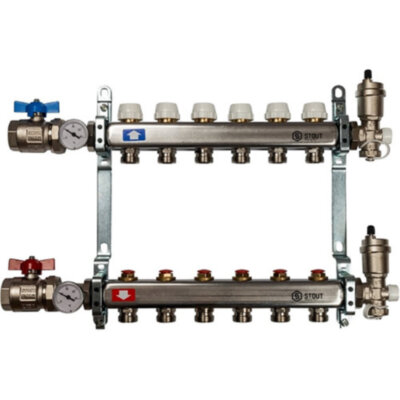 Коллектор STOUT в сборе без расходомеров 6 выходов