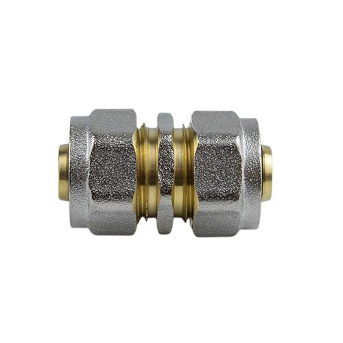 Муфта соединительная латунная Aquasfera 7003 DN 20 PN 16, покрытие - никель, компрессионный, 7003-02