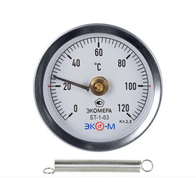 Термометр биметаллический ЭКОМЕРА БТ-1 Ду 63, Т 0-120C