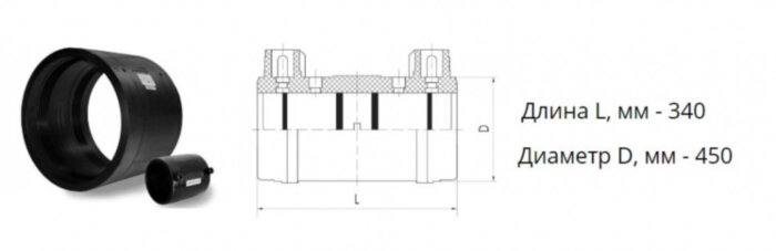 Муфта э/с 450 мм SDR 9 ПЭ100 электросварная