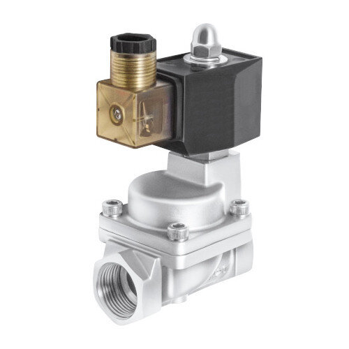 Клапан электромагнитный (соленоидный) двухходовой Росма СК-11-20-ВТ-НЕРЖ Ду 20, G3/4", непрямого действия, нормально закрытый, 220В, нержавеющая сталь, мембрана NBR, с поршнем PTFE, 00000031923