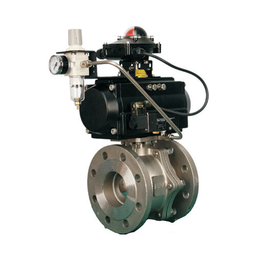 Кран шаровой ABRA BV-41 SR DN 100 PN 16 с пневмоприводом нержавеющая сталь