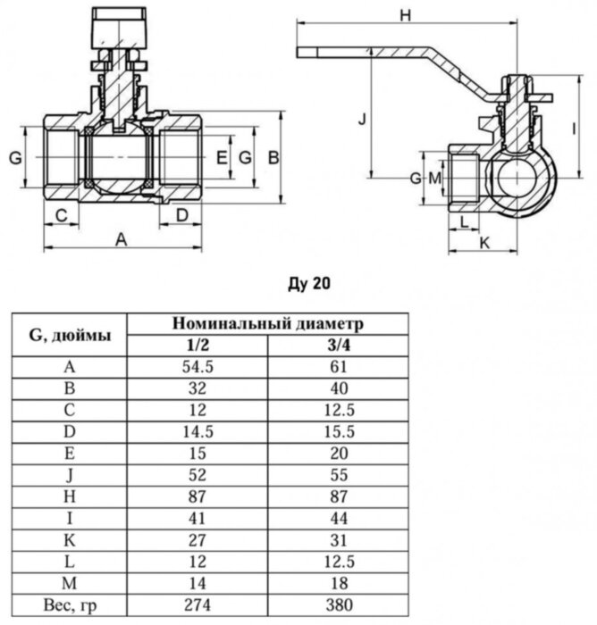 Кран шаровый VALFEX VF.360 ВР 3/4" Ду 20 Ру 40 трёхходовой никелированный латунный