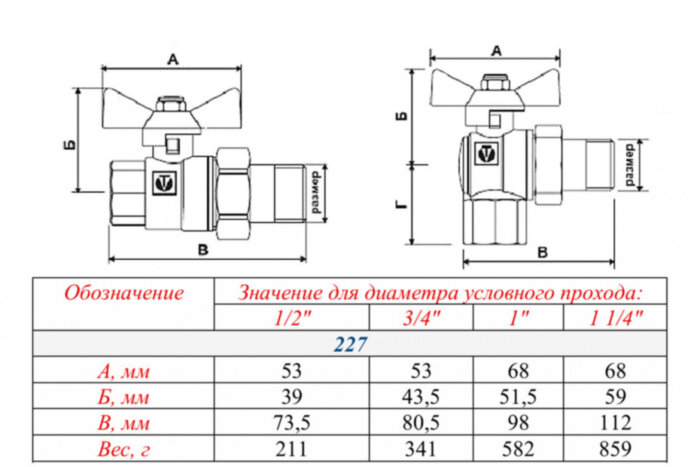 Кран шаровой VALTEC BASE 1 1/4" Ду32 Ру25 с полусгоном и внутренней резьбой VT.227.N.07