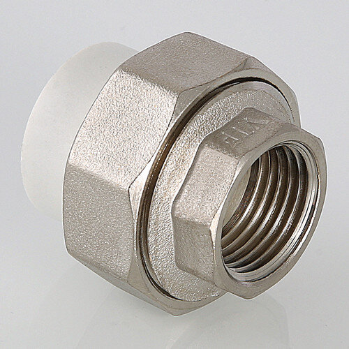 Соединение разъёмное VALTEC VTp.762 ВР 1/2" DN 20x15 PN 25 с накидной гайкой комбинированное полипропиленовое