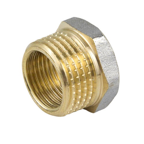 Футорка латунная Aquasfera 9024 DN 8x15 PN 40 резьба - 1/2''x1/4'', покрытие - никель, резьбовая ВР-НР, 9024-11