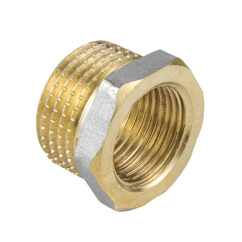 Футорка латунная Aquasfera 9024 DN 8x15 PN 40 резьба - 1/2''x1/4'', покрытие - никель, резьбовая ВР-НР, 9024-11