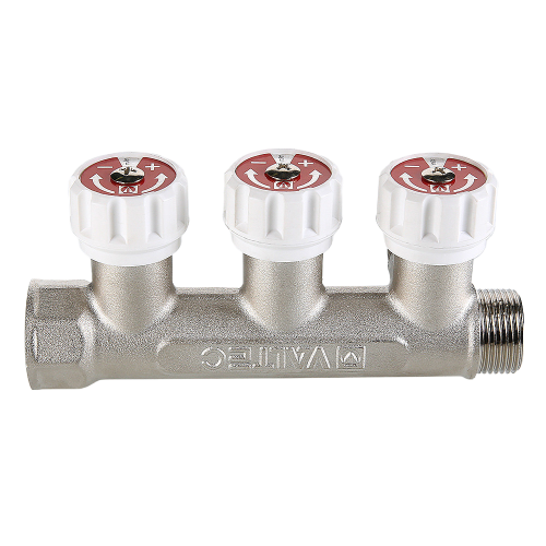 Коллектор распределительный VALTEC VTc.570.N.0504 4 отвода ВР-НР 3/4"x1/2" DN 20 PN 10 с регулирующими клапанами 3