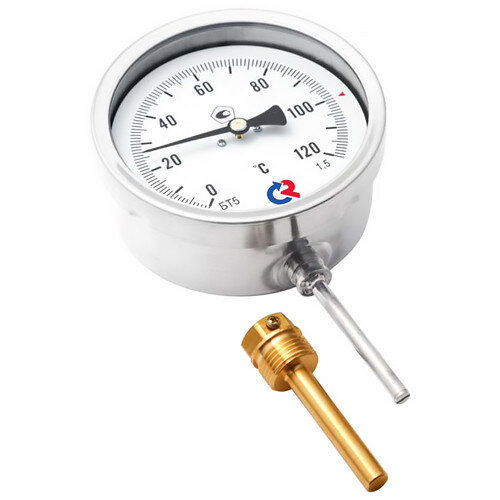 Термометр РОСМА БТ-52.211-150 Дкорп=100мм 2,5 МПа кл. 1,5 G1/2" Tраб = 0...+200°C биметаллический радиальный 00000002656