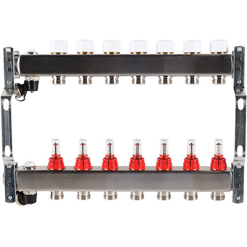 Коллектор ROMMER с расходомерами с клапаном вып. воздуха и сливом 7 выходов