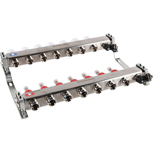 Коллектор ROMMER с расходомерами с клапаном вып. воздуха и сливом 7 выходов