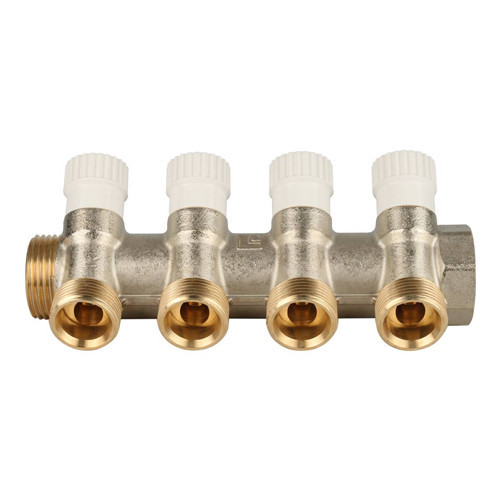 Коллектор распределительный STOUT SMB 6851 4 отвода ВР-НР 1"х3/4" DN 25 PN 10 с запорными клапанами 2