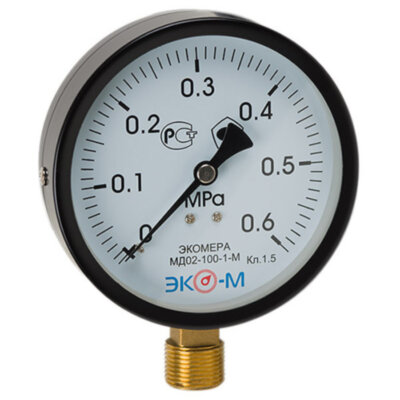 Манометр ЭКОМЕРА МД02 Ду 100 мм Ру 0-0,6 МПа М20*1,5 общетехнический (исп. 2)