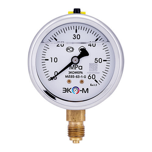 Манометр (вакуумметр) ЭКОМЕРА МД93 Ду 63 мм Ру 0-60 МПа виброустойчивый гидрозаполненный