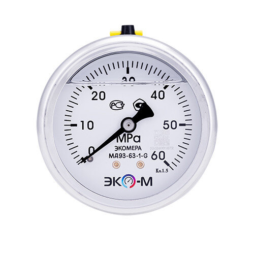 Манометр (вакуумметр) ЭКОМЕРА МД93 Ду 63 мм Ру 0-60 МПа виброустойчивый гидрозаполненный