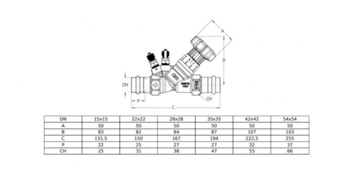 Клапан Cim 746PRF Ду 15 Ру 25 балансировочный Cimberio
