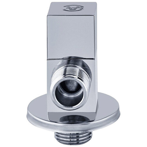Клапан (вентиль) угловой для бытовых приборов латунный Aquasfera 1078 DN 15 PN 10 резьба - 1/2"х3/4", покрытие - хром, с отражателем, резьбовой НР-НР, маховик хромированный, 1078-02
