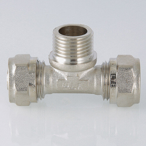 Тройник переходной VALTEC VTm.333 НР 1/2" DN 16x15x16 PN 10 латунный никелированный