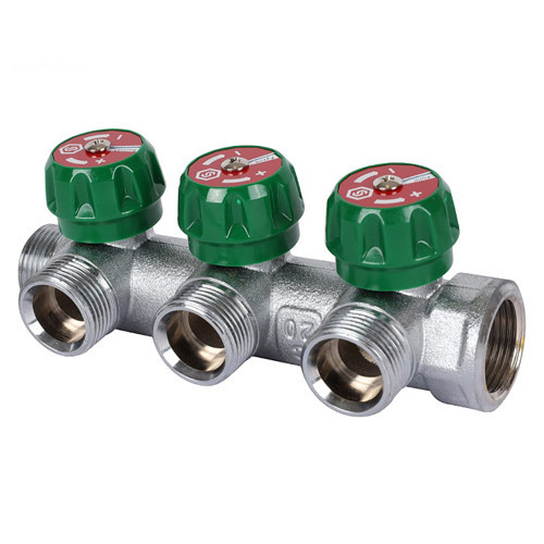 Коллектор распределительный STOUT SMB 6850 3 отвода ВР-НР 3/4" DN 20 PN 16 с регулирующими клапанами