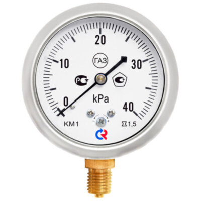 Манометр РОСМА КМ-12Р (0...60 кПа) Дкорп=63мм кл. 1,5 M12x1,5 для низких давлений газов радиальный 00000028127