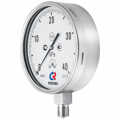 Манометр РОСМА КМ-32Р Кс IP65 (0...4 кПа) Дкорп=150мм кл. 1,5 G1/2" коррозионностойкий для низких давлений газов радиальный УТ-00054412