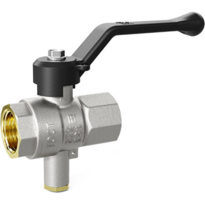 Кран шаровой латунный LD Pride 45.15.В-В.Т.Р Ду 15 Ру 40 резьба (ВР-ВР) 1/2", никелированный с белым рычагом под, неполнопроходный термодатчик
