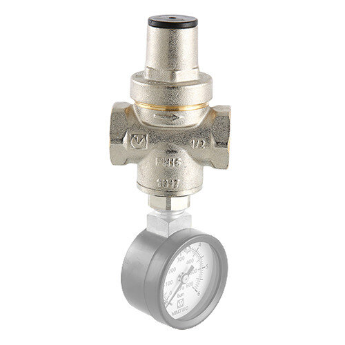 Редуктор давления VALTEC VT.088.N.0555SM 3/4'' DN 20 PN 16 поршневой, регулируемый, прямого действия, без манометра-индикатора, латунный с никелевым покрытием