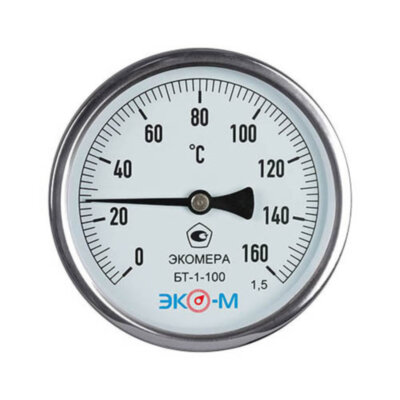 Термометр биметаллический ЭКОМЕРА БТ-1 Ду 100, Т 0-160C, L=40