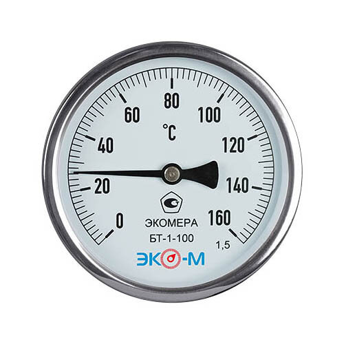 Термометр биметаллический ЭКОМЕРА БТ-1 Ду 100, Т 0-160C, L=40