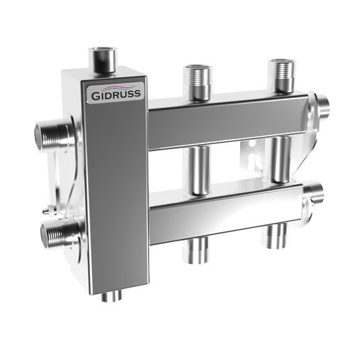 Коллектор распределительный GIDRUSS BMSS-40-3DU 3-х контурный НР 3/4" Ду 20 Ру 6 балансировочный 1