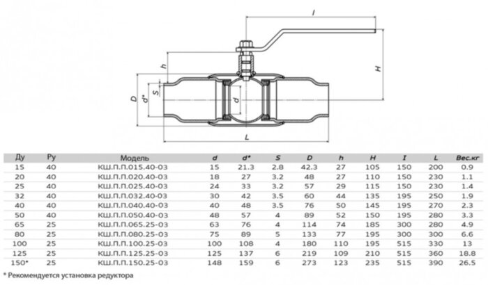Кран шаровой нержавеющий ALSO КШ.П.П.065.25-03 Ду 65 Ру 25 полнопроходный под приварку, корпус - 12Х18Н10Т