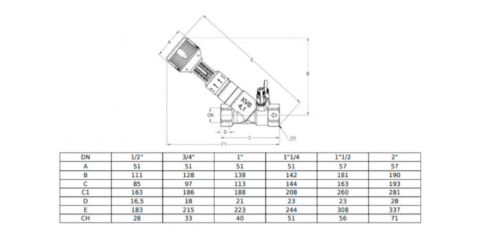 Клапан Cim 747OTS 1/2" Ру 25 балансировочный Cimberio