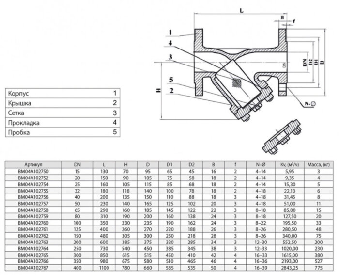 Фильтр сетчатый ADL IS 40 DN 400 PN 40 из углеродистой стали со сливной пробкой