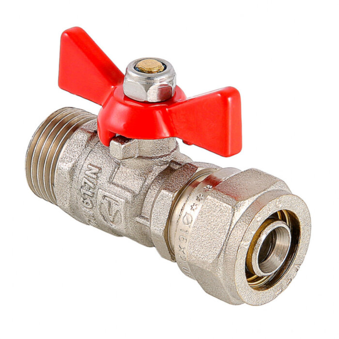 Кран шаровой VALTEC 1/2" Ду16 Ру25 с обжимным соединением и наружной резьбой VT.341.N.1604