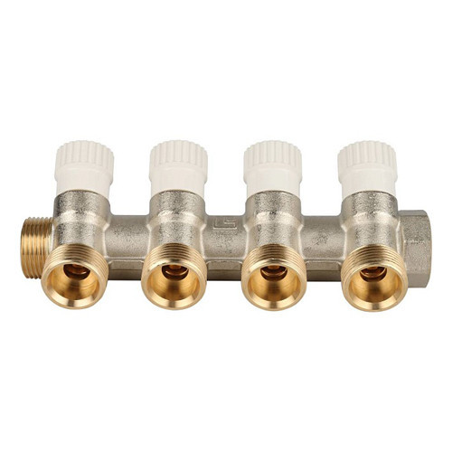 Коллектор распределительный STOUT SMB 6851 4 отвода ВР-НР 3/4" DN 20 PN 10 с запорными клапанами 2