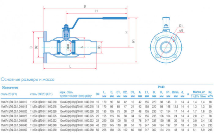 Кран шаровой Маршал 10нж47фт-01 ЦПФ.01.1 DN 20 PN 40 полнопроходной комбинированный