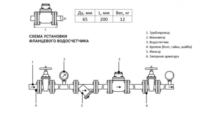 Счетчик холодной воды ЭКО НОМ СВТТ-65х-ДГ-В ДУ 65 РУ 16 фланцевый