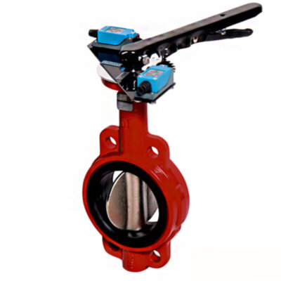 Затвор DENDOR 017W DN 80 PN 16 поворотный дисковый межфланцевый чугунный с рукояткой для систем пожаротушения